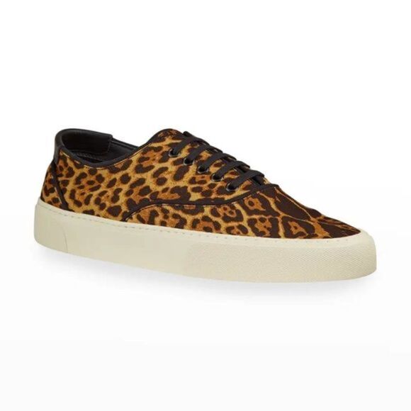 SAINT LAURENT Women'sCheetah Print Canvas Sneakers sz 11 (41)